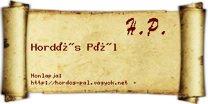 Hordós Pál névjegykártya